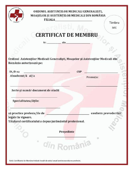 certificat de membru